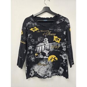 Iowa Hawkeyes Shirt Womens Medium Black College Football P Michael USA Top